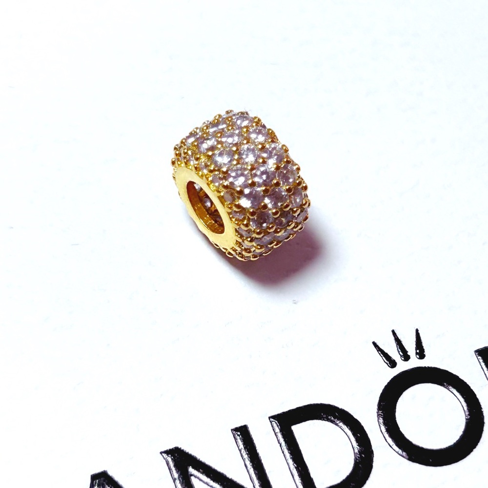 PANDORA Sparkling Pave Triple-row charm w/box - Picture 3 of 8